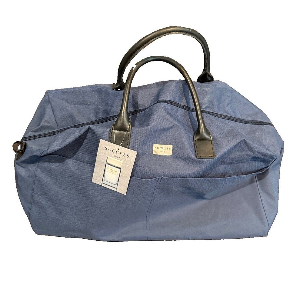 Donald Trump Success By Trump Cologne Navy Blue Canvas Duffle Bag 22” Long NWT